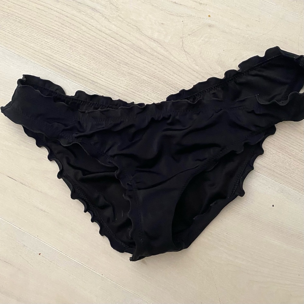 Victoria's Secret Black Ruffled Cheeky Bikini Bottoms